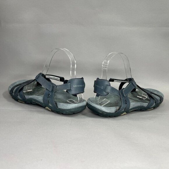 Merrell Women's Size 9 Sandspur Blue Leather Adjustable Strap Sandals - Picture 6 of 11
